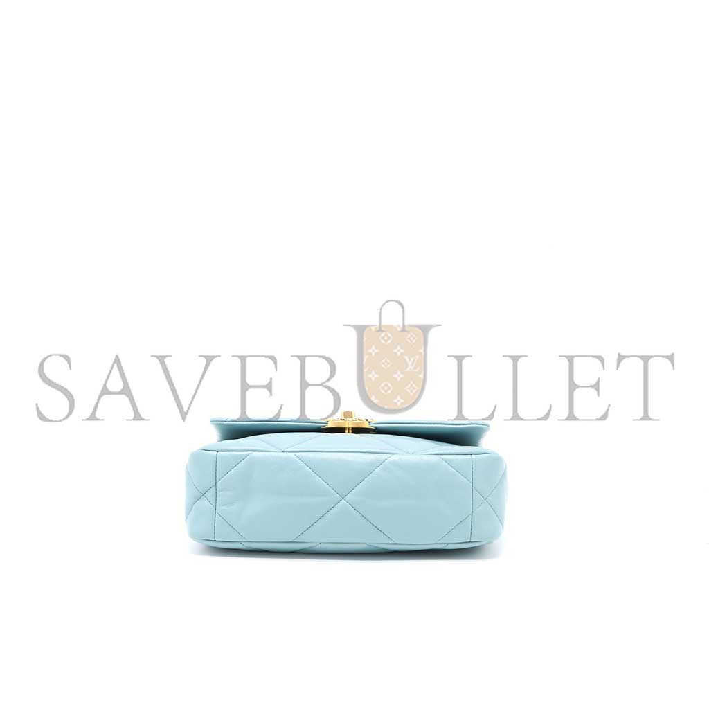 CHANEL 19 BAG LAMBSKIN LIGHT BLUE MULTICOLOUR HARDWARE AS1160 (26*16*9cm)